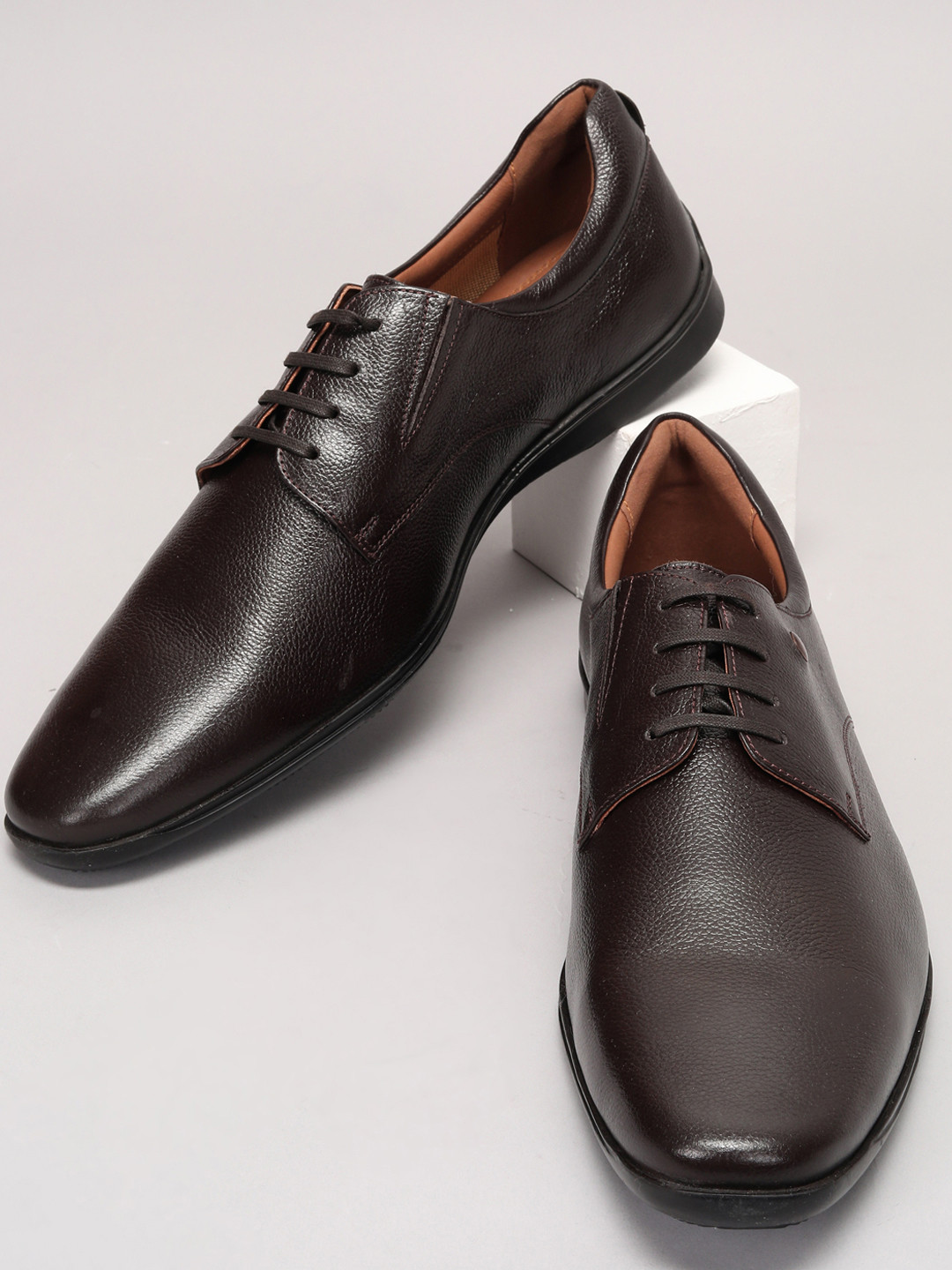 Louis Philippe Men Premium Leather Breathable Anti Slip Flat Heel Formal Derby Shoes