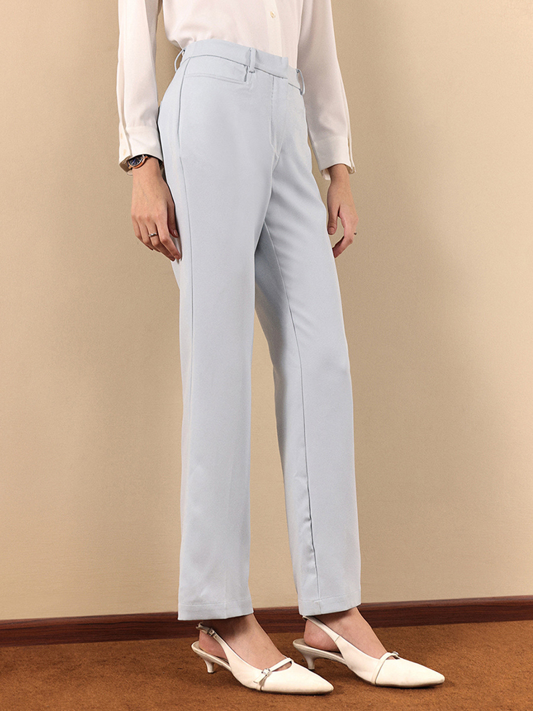FABLE STREET Women Relaxed Bootcut High-Rise Trousers