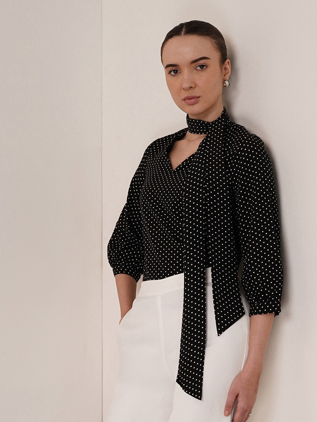 FABLE STREET Women Black & White Printed Top