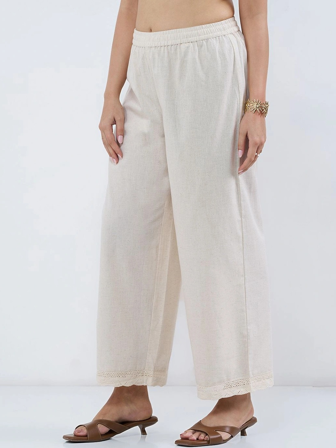RANGMANCH BY PANTALOONS Women Straight Fit Easy Wash Culottes Trousers