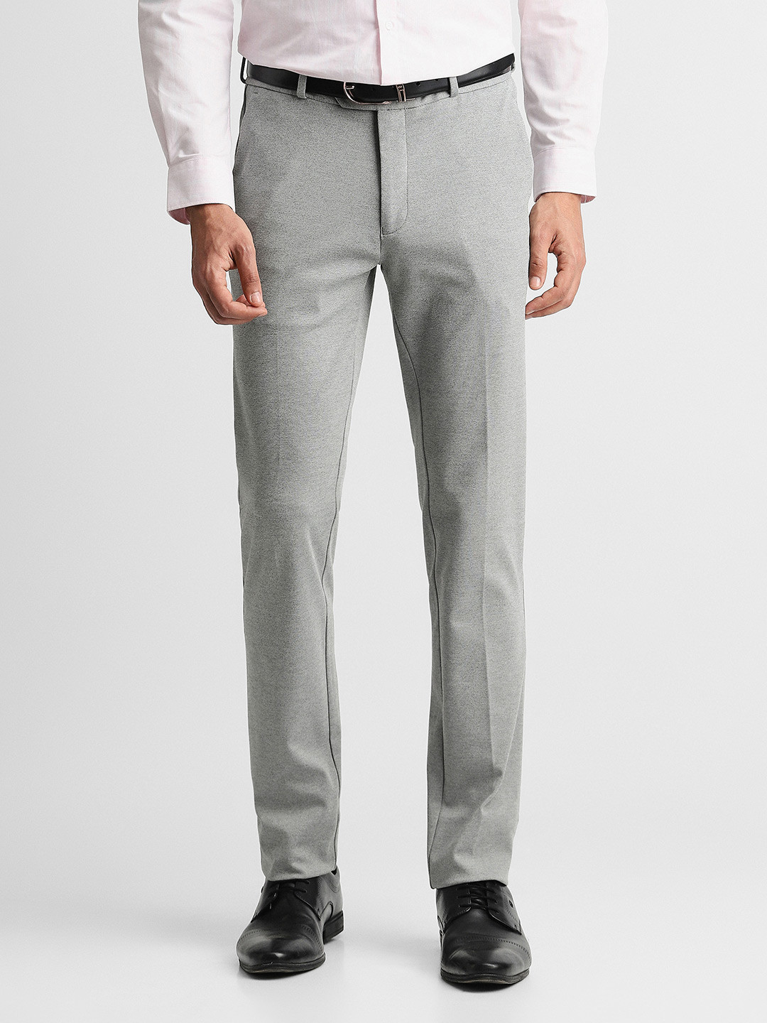 Peter England Men Grey Slim Fit Trousers