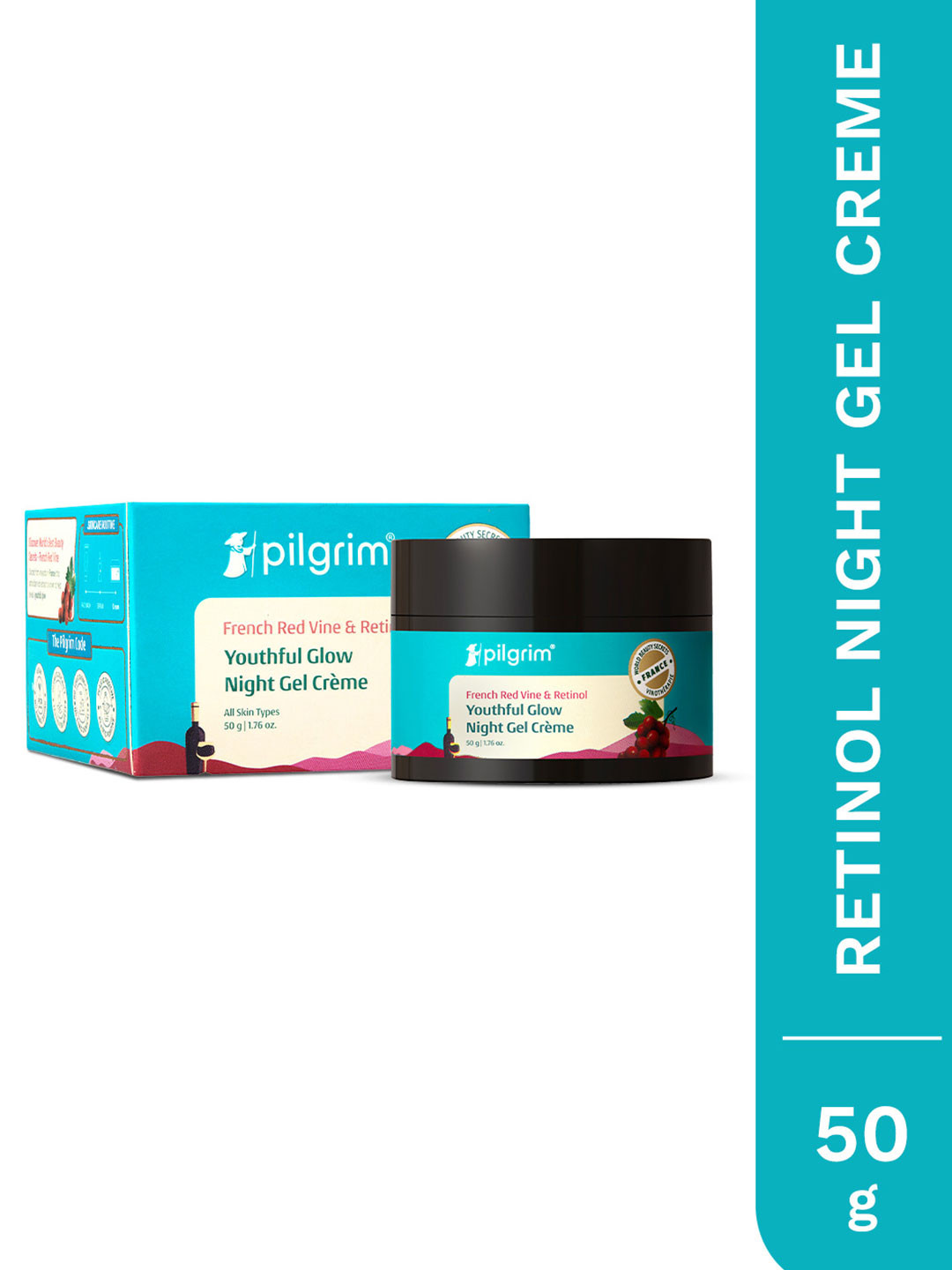 Pilgrim Red Vine Night Gel Creme with Retinol & Vitamin C For Anti Ageing & Pigmentation