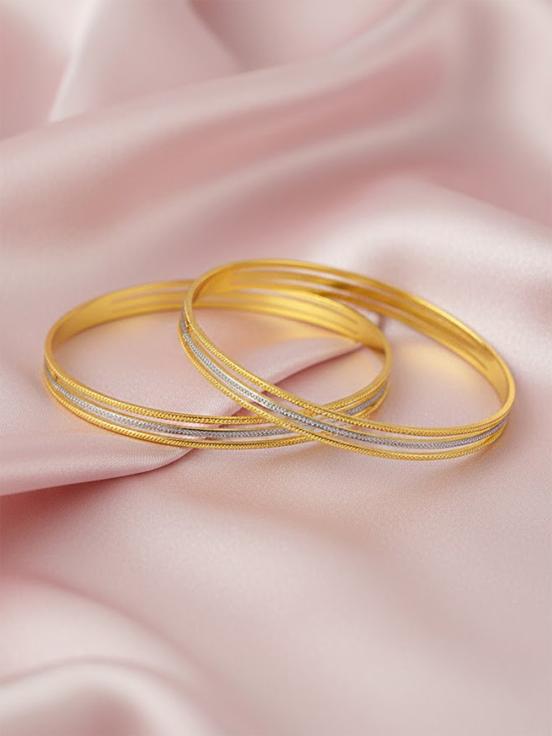 Adwitiya Collection Women Set of 2 24 CT Gold-Plated Handcrafted Bangles