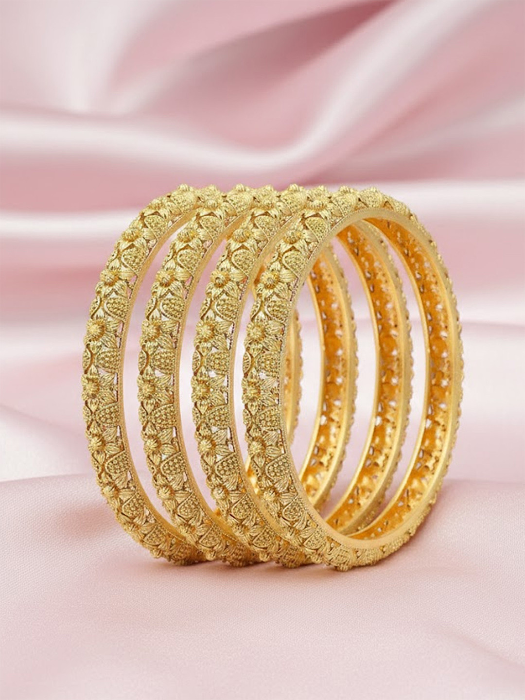 Adwitiya Collection Set of 4 24CT Gold-Plated Handcrafted Bangles