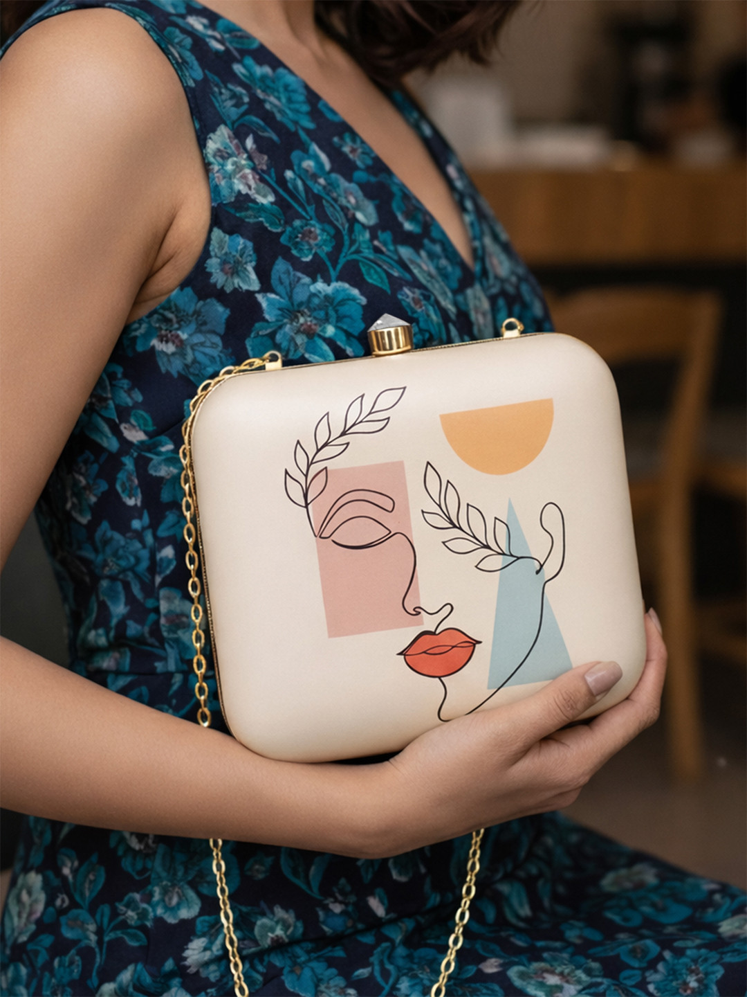 ARTKLIM Printed Box Clutch