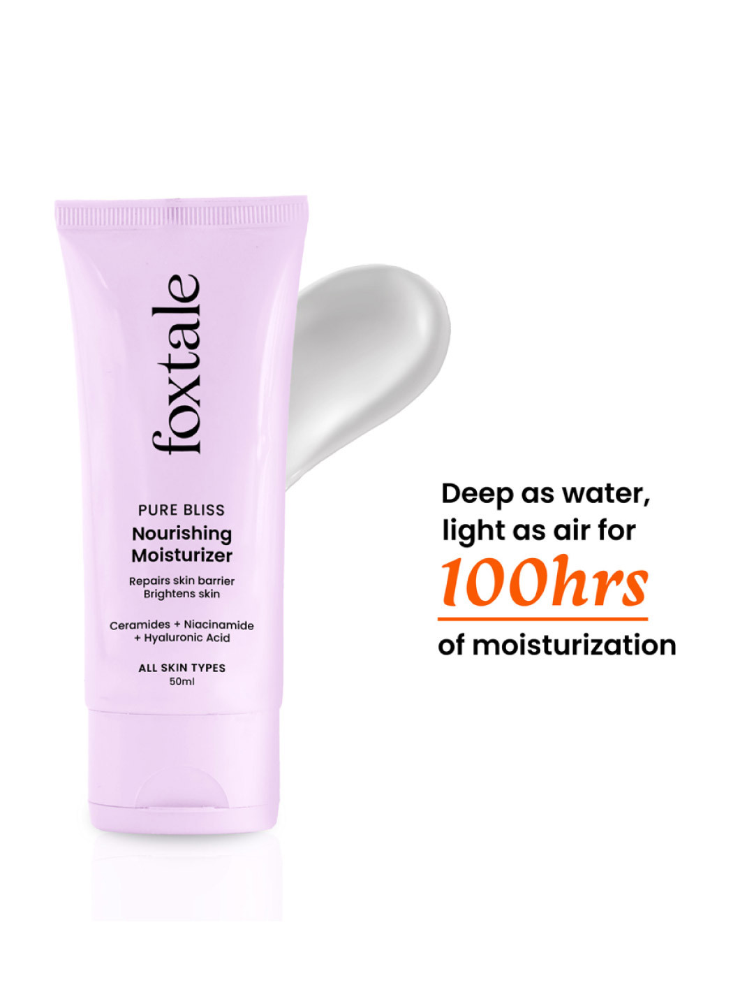 FoxTale Nourishing Ceramide Moisturiser for 100hrs of Hydrated & Glowing Skin - 50 ml
