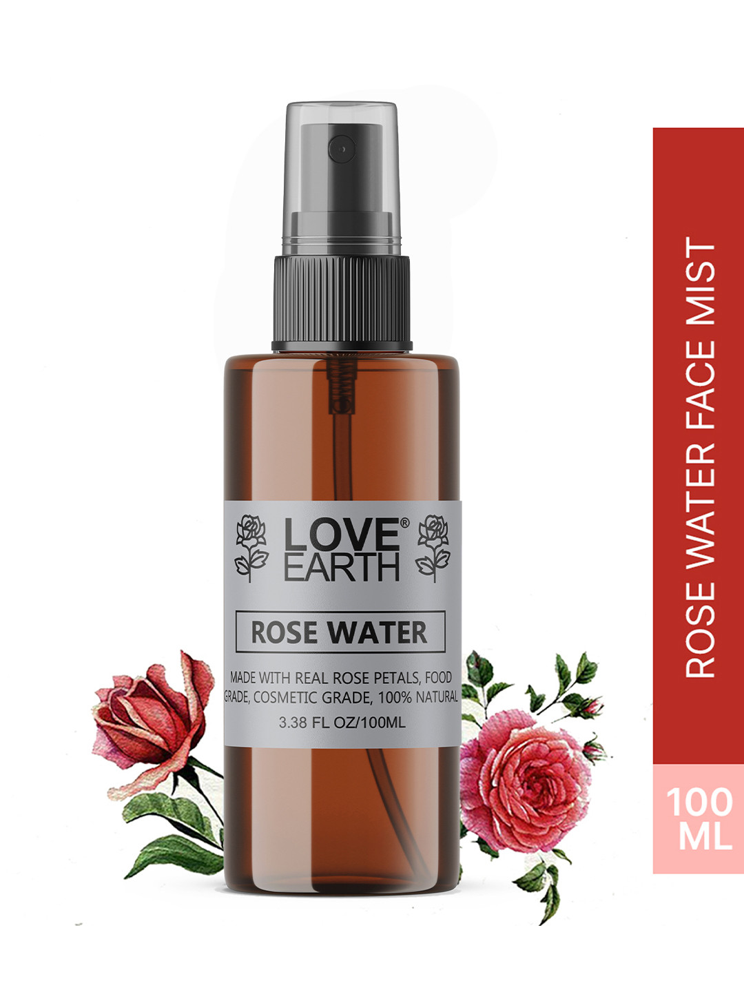LOVE EARTH Rose Water Face Mist Toner with Glycerin 100 ml