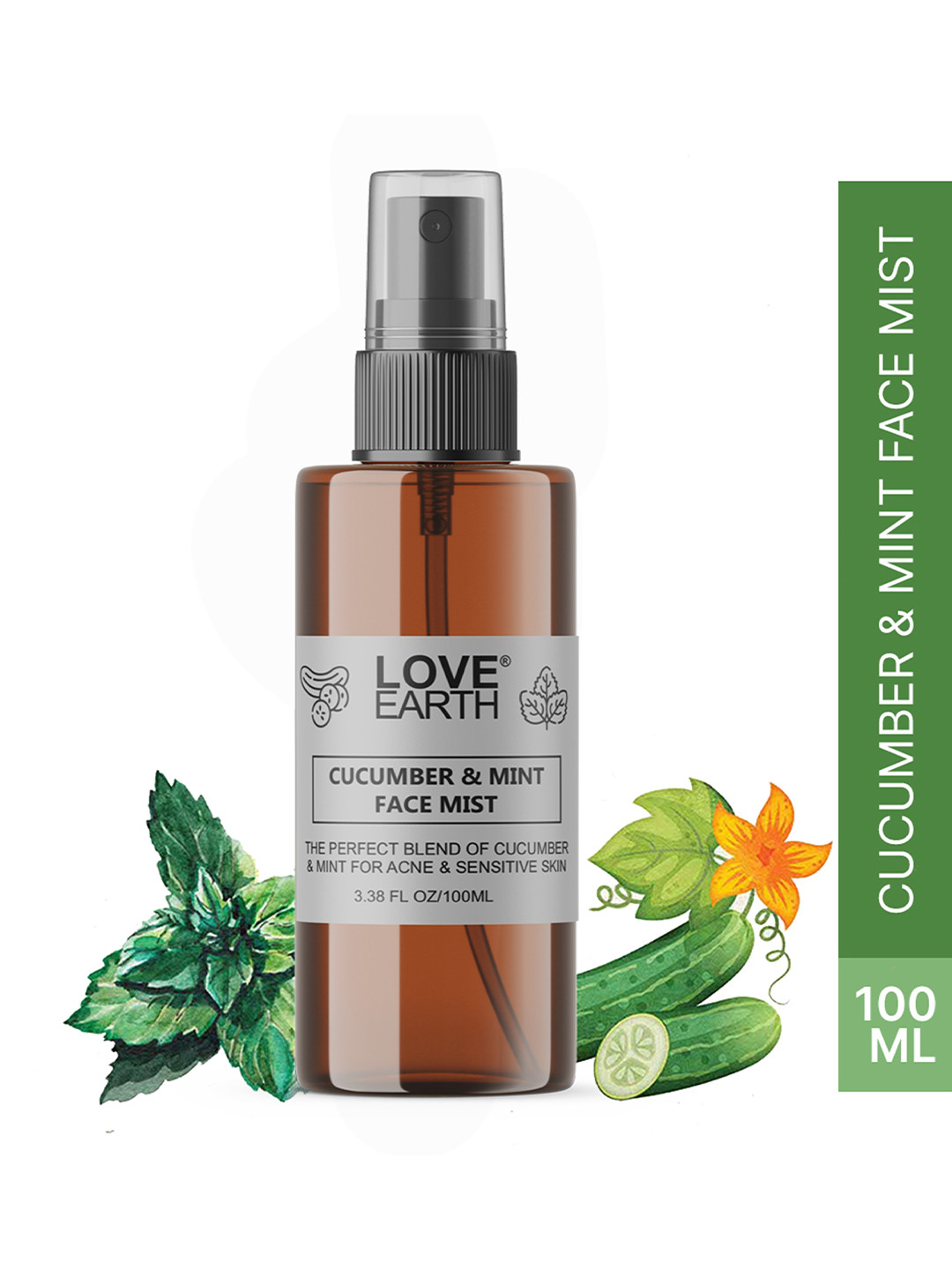 LOVE EARTH Cucumber & Mint Face Mist Toner with Glycerin 100 ml