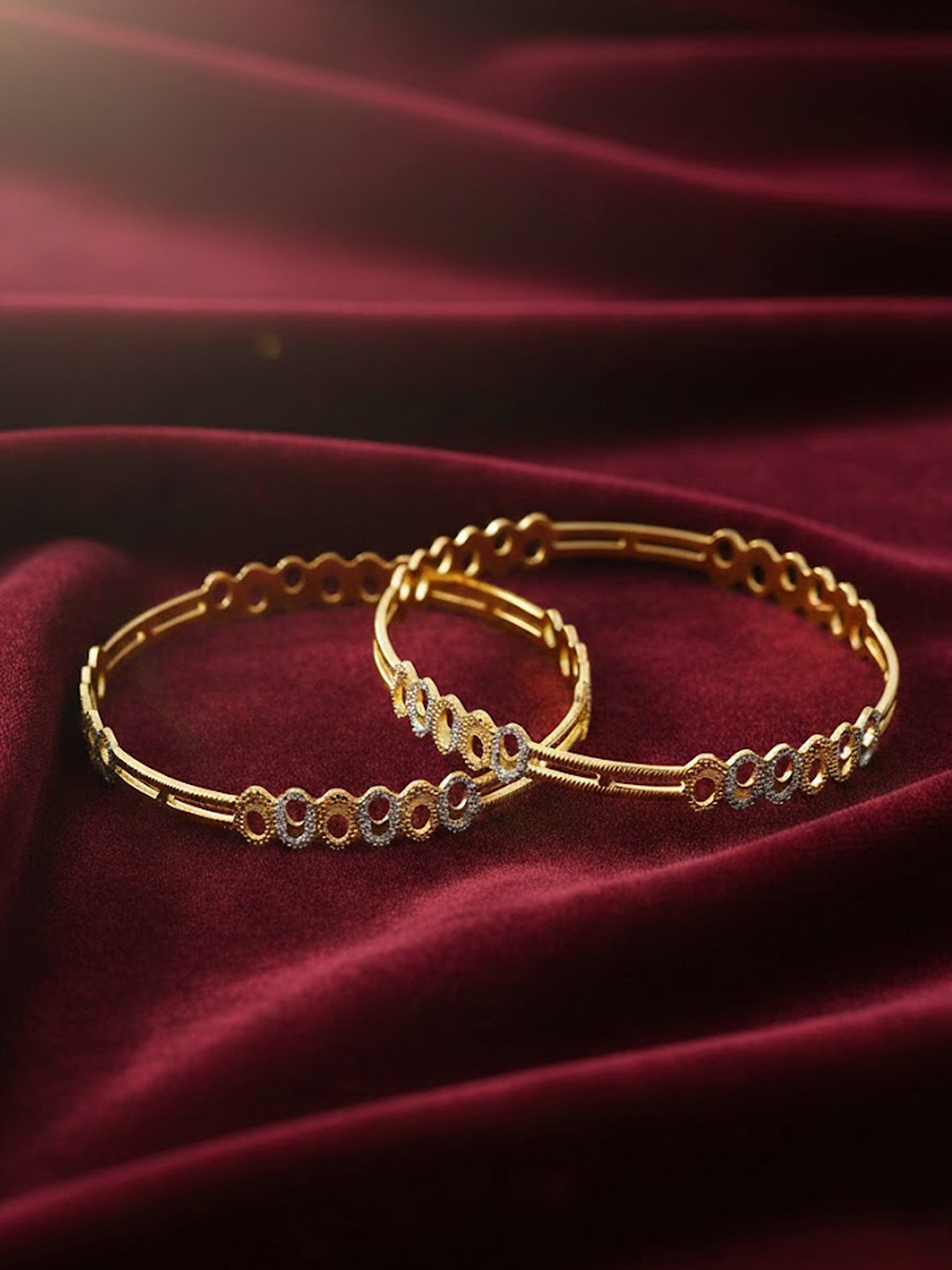 Adwitiya Collection Set Of 2 24 CT Gold-Plated Stone-Studded Bangles
