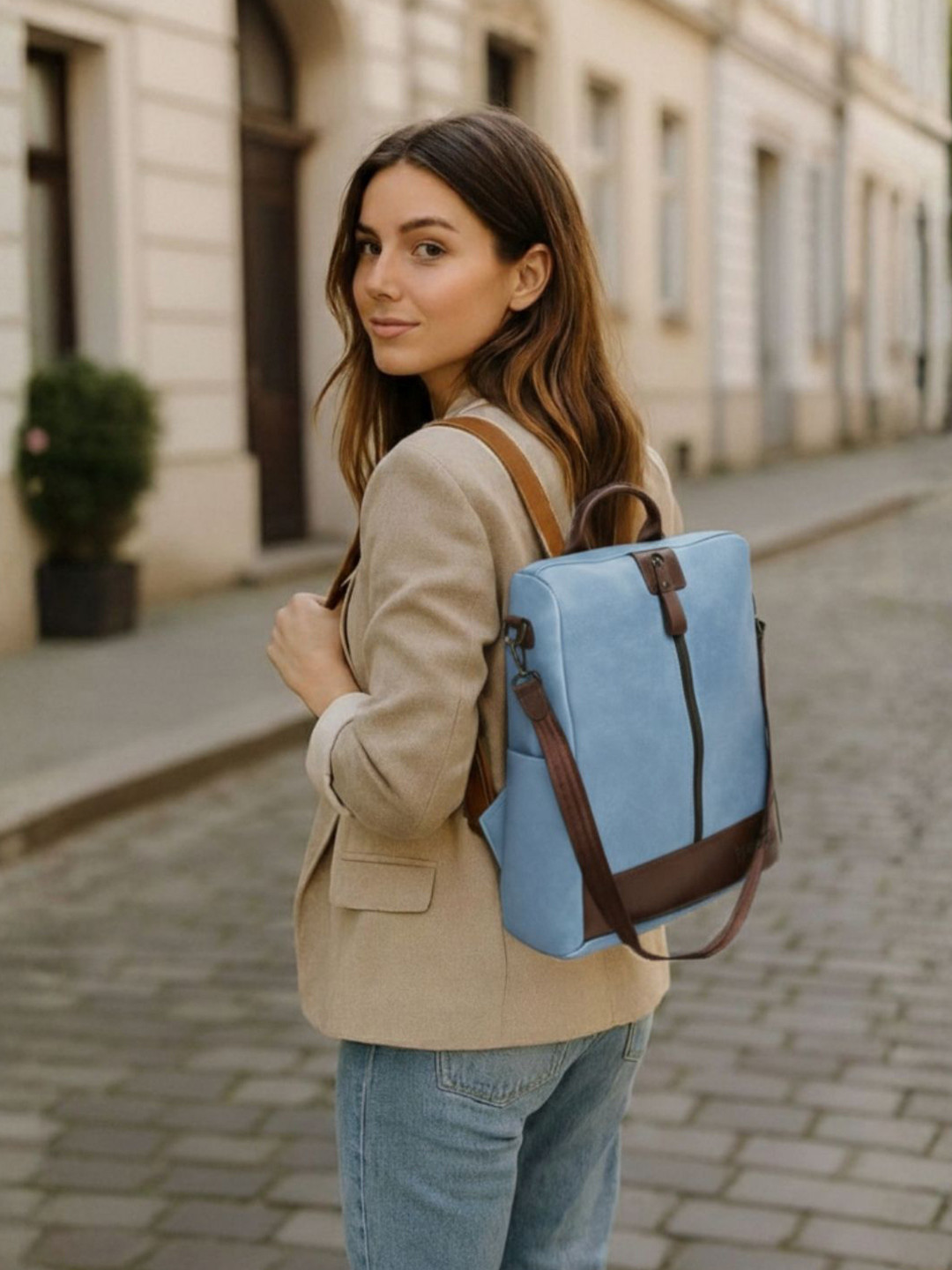 VISMIINTREND Women College Backpack with Earphone Gate & Sling