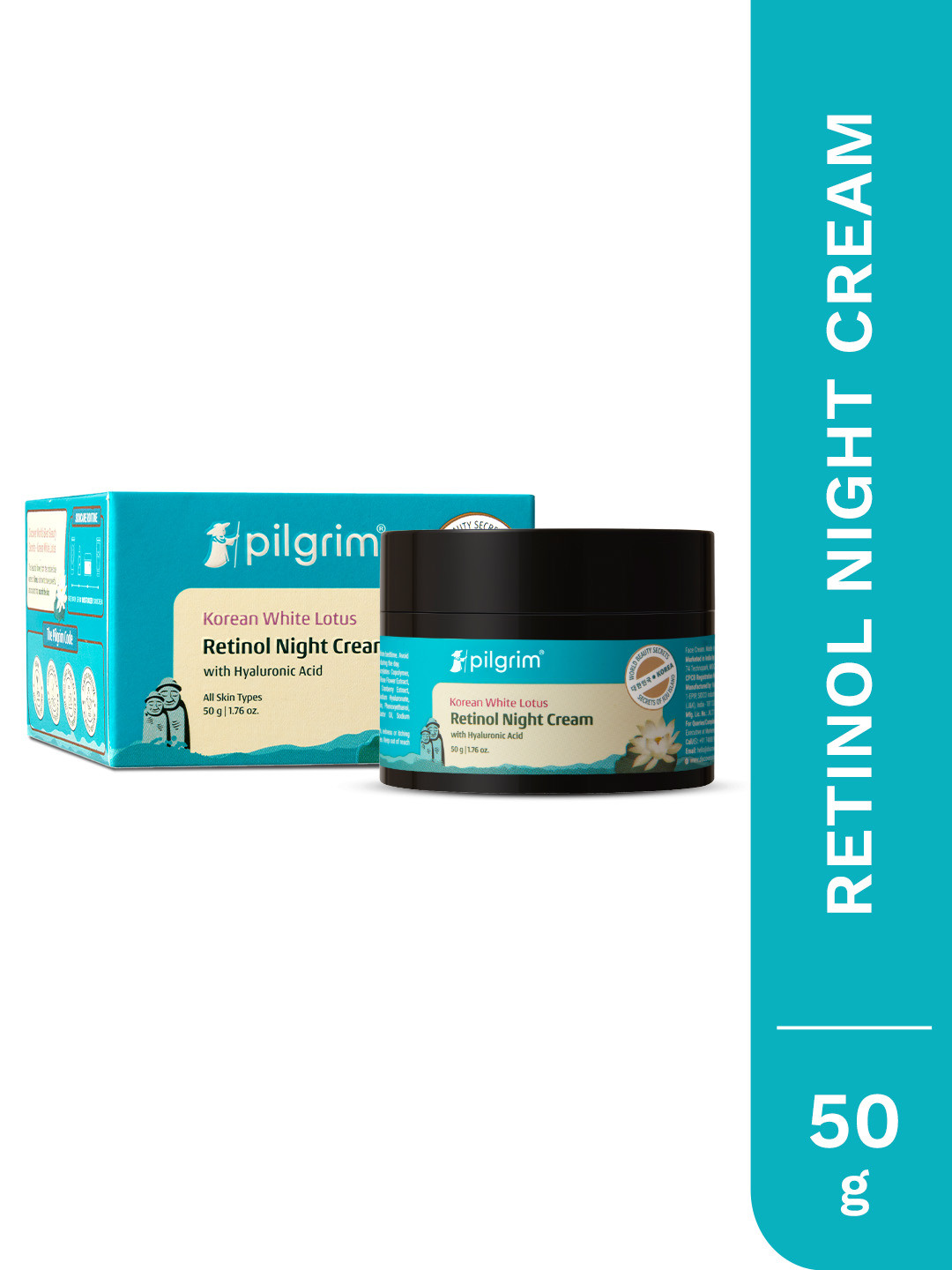 Pilgrim Retinol Anti-Ageing Night Cream with Vitamin C & Hyaluronic Acid for Wrinkles-50g