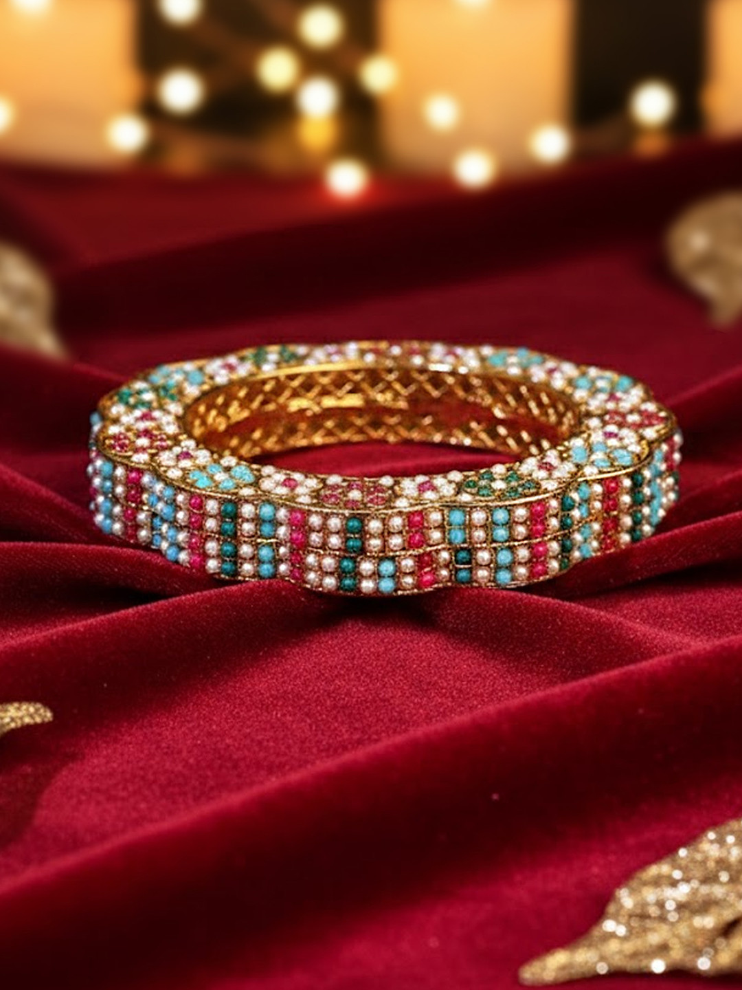 Adwitiya Collection Gold-Plated & Beaded Bangle