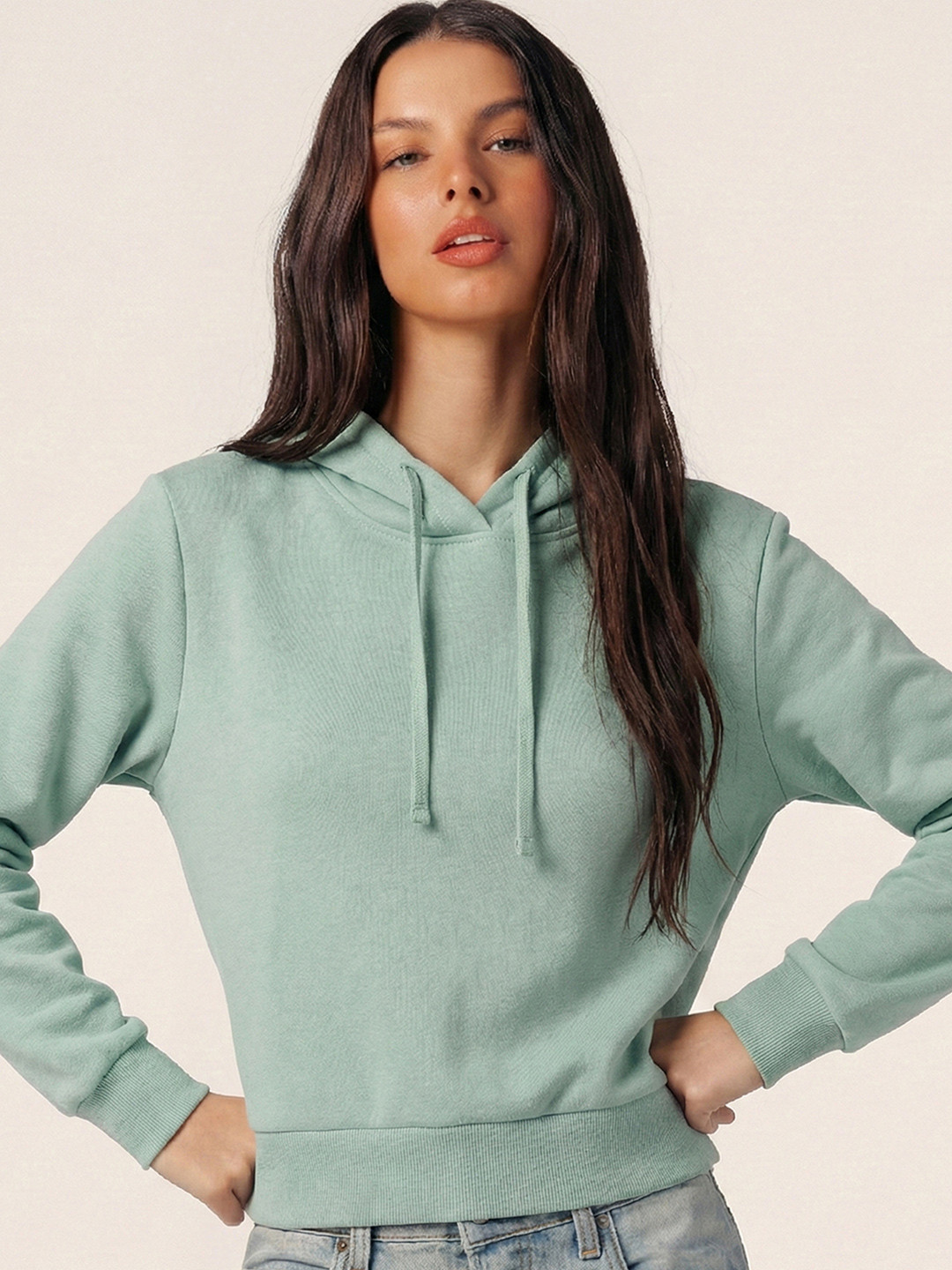 Tokyo Talkies Women Blue Hooded Sweatshirt