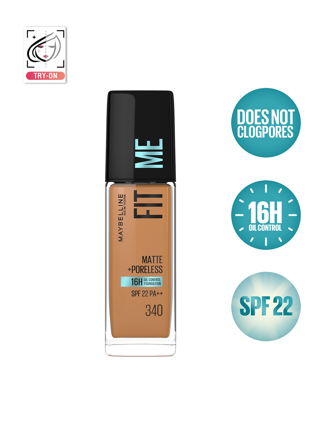 Maybelline New York Fit Me Matte+Poreless SPF 22 Liquid Foundation - 340 Cappuccino 30ml