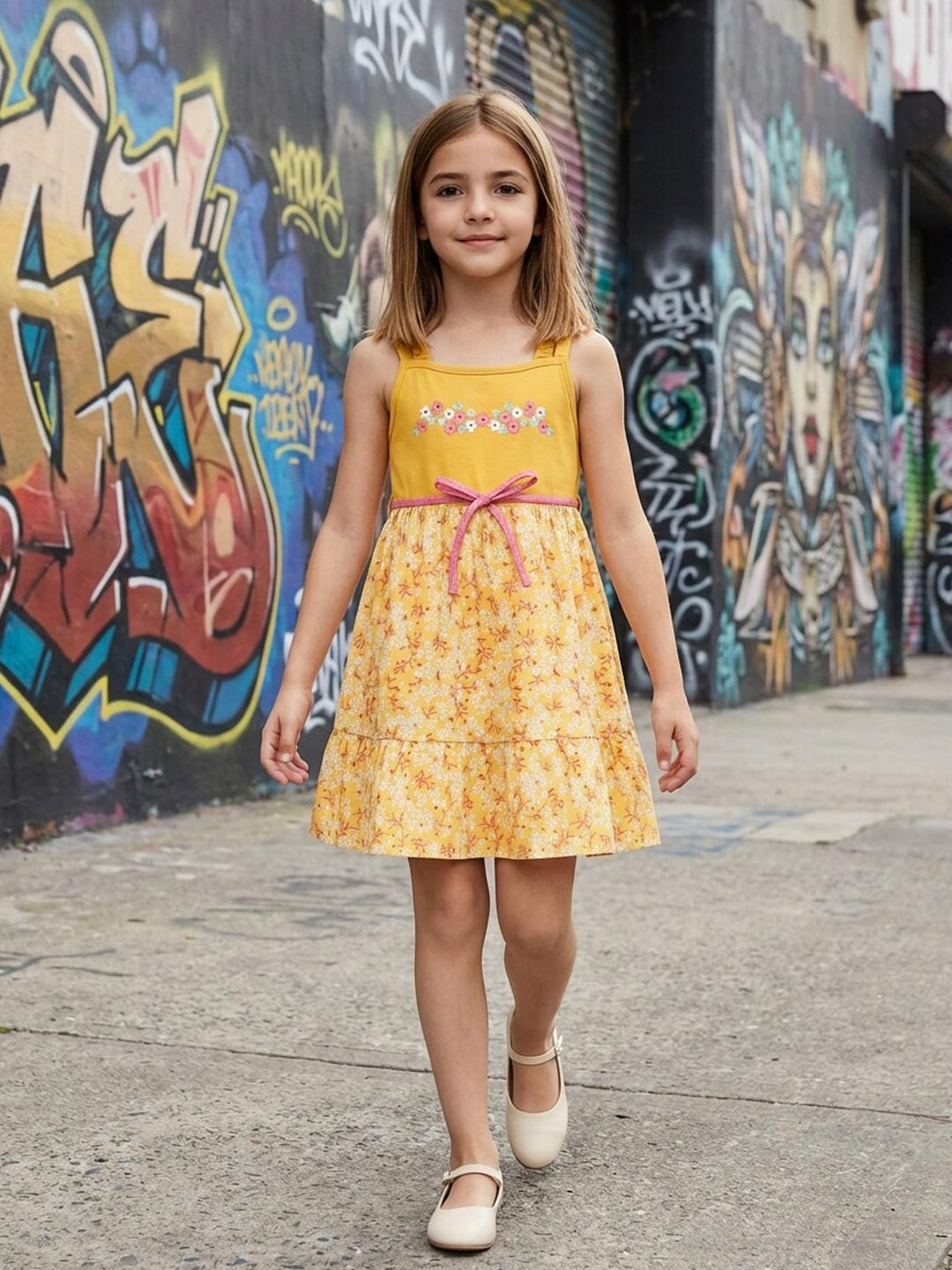 3PIN Yellow Floral Dress