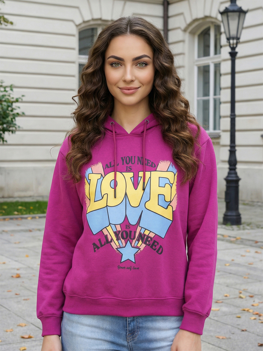 Freehand by The Indian Garage Co Hooded Typography Printed Regular Sweatshirt