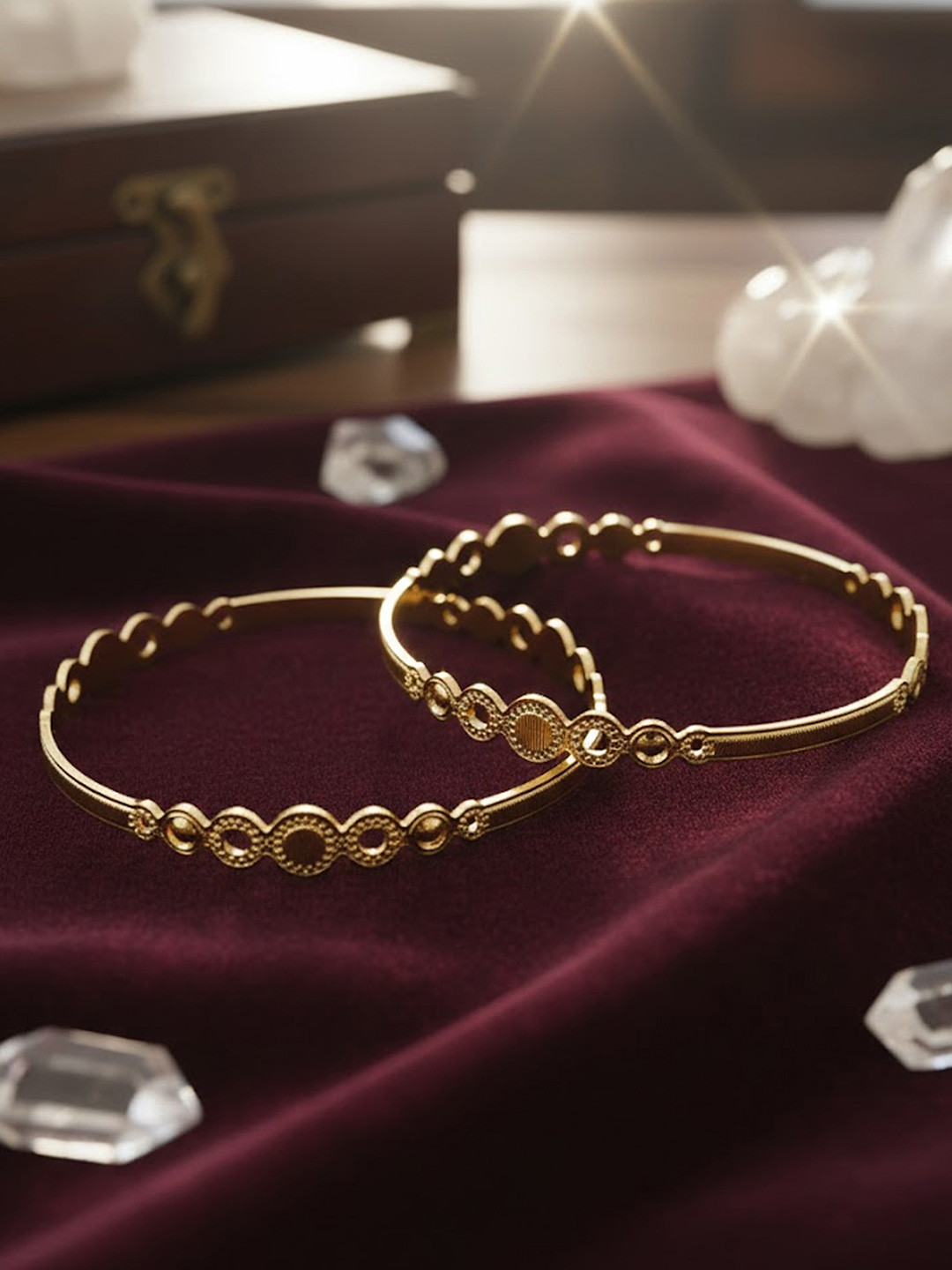 Adwitiya Collection Set Of 2 Gold-Plated Bangles