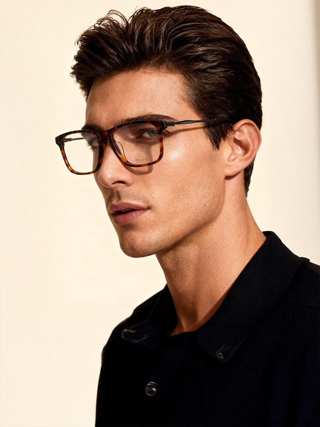 Police Men Brown Full Rim Square Frames