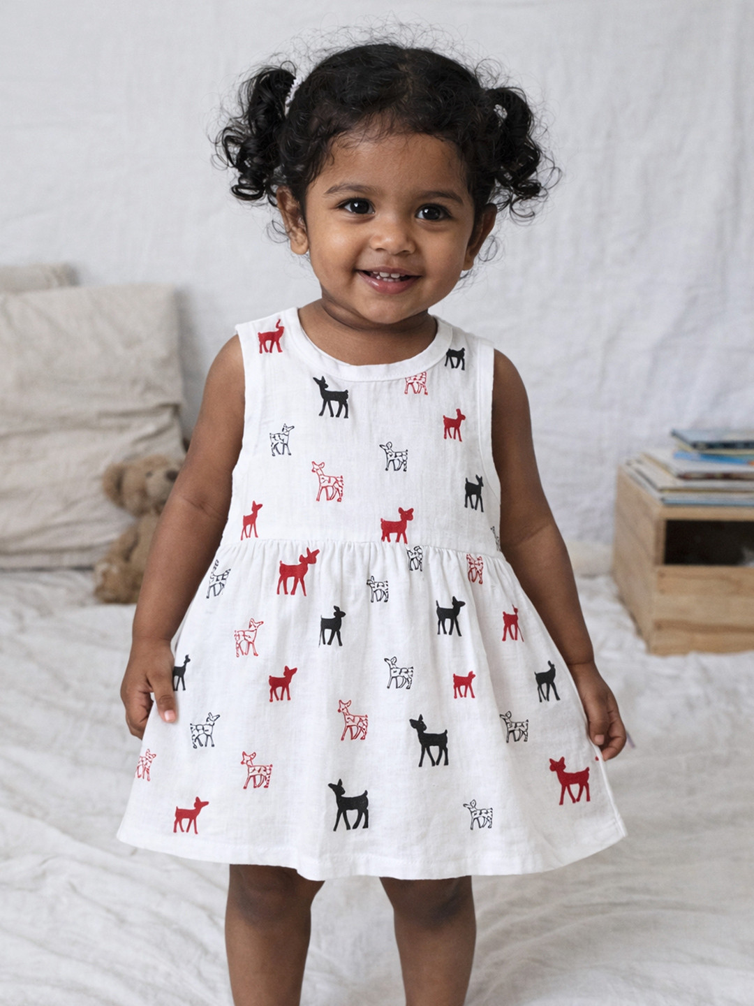 The Boo Boo Club Girls Printed A-Line Sustainable Organic Cotton Dress