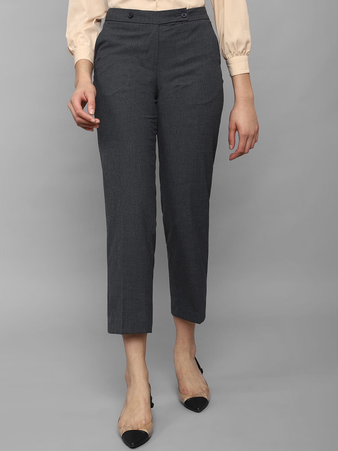 Allen Solly Woman Mid-Rise Regular Fit Cropped Formal Trousers
