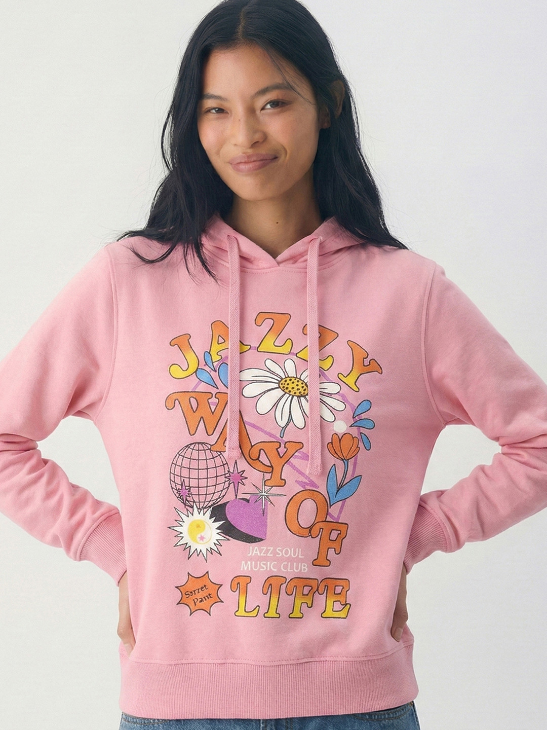 Tokyo Talkies Women Pink Printed Sweatshirt