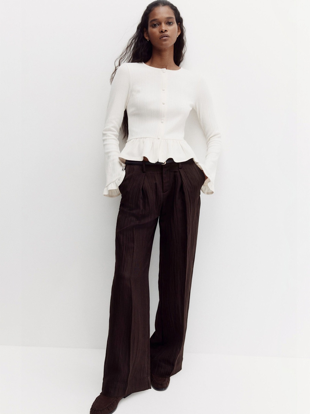 H&M Crinkled Tailored Trousers