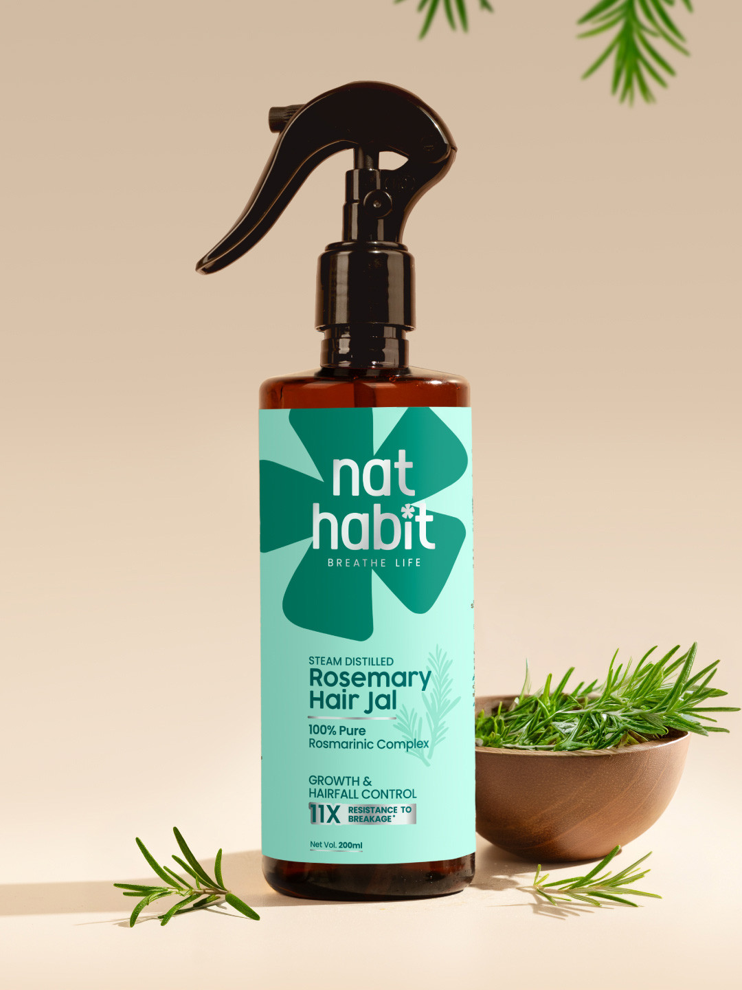 Nat Habit Rosemary Methi Jal Hair Serum for Growth & Fall Control - 200ml