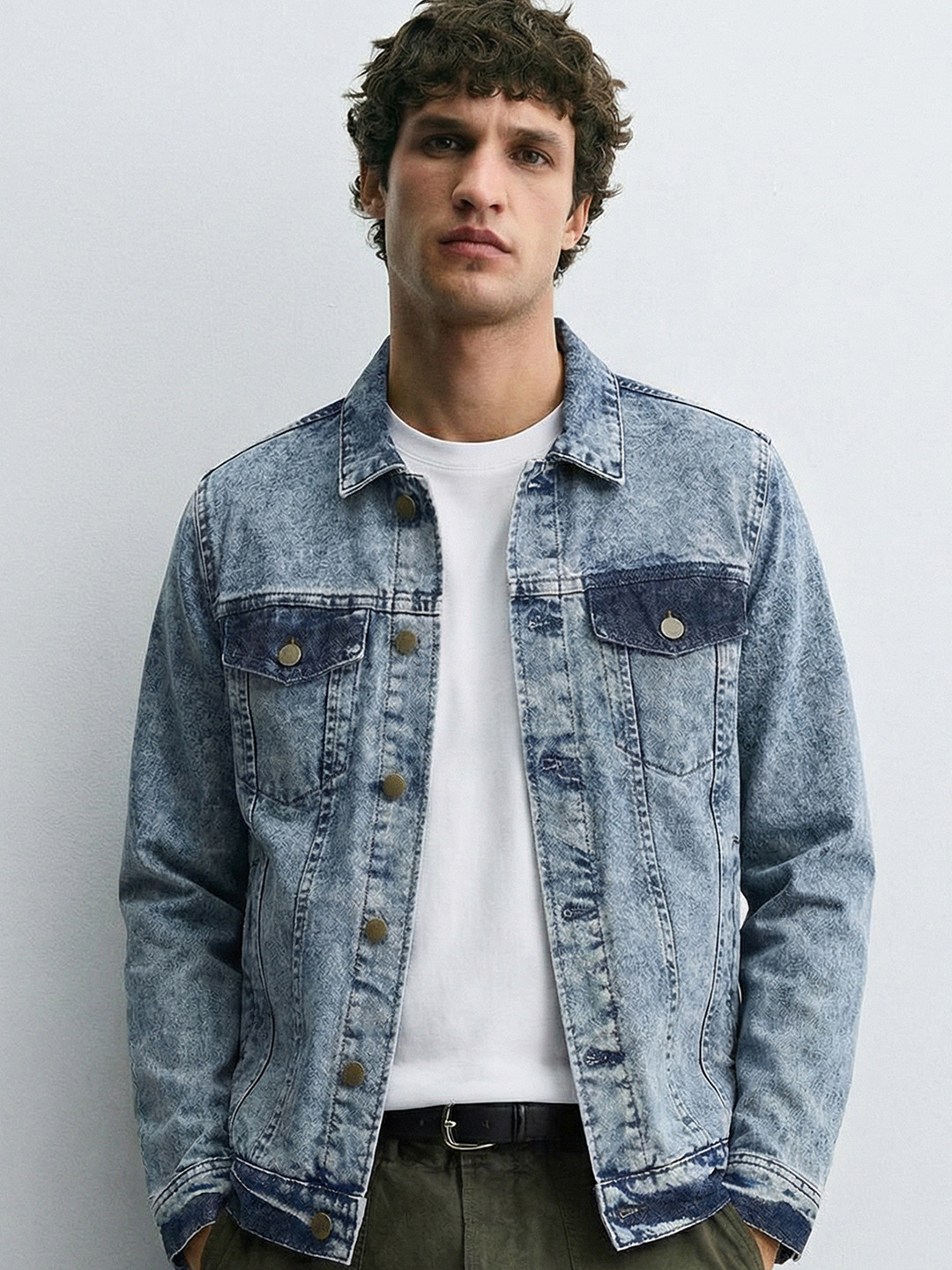 HIGHLANDER Men Blue Solid Denim Jacket