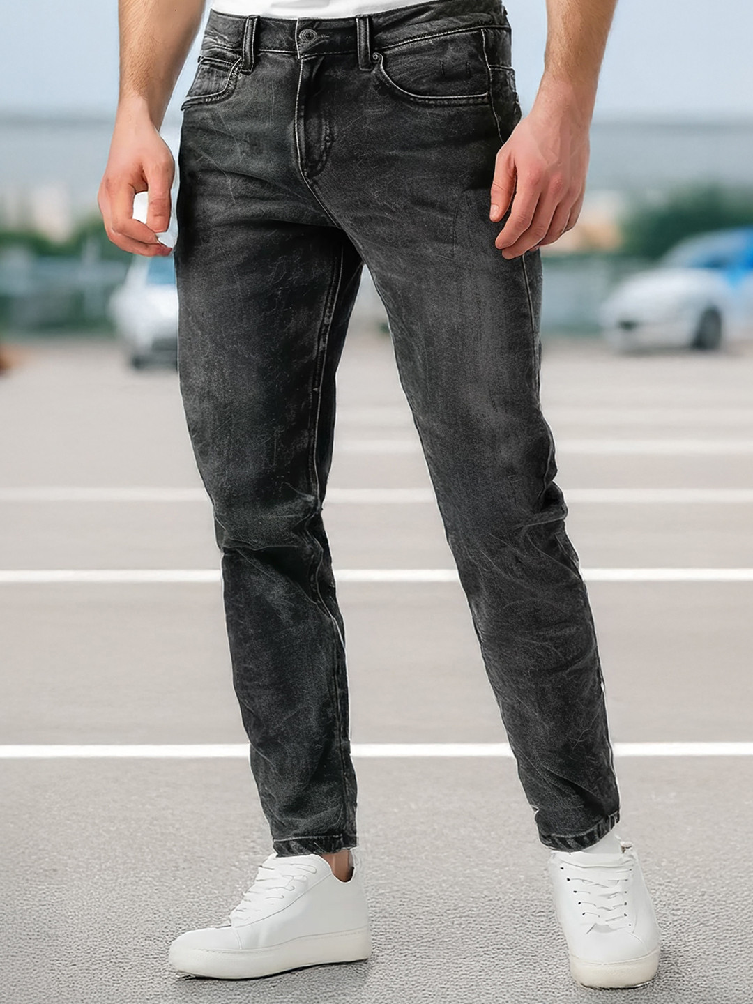 Urbano Fashion Men Slim Fit Heavy Fade Stretchable Jeans
