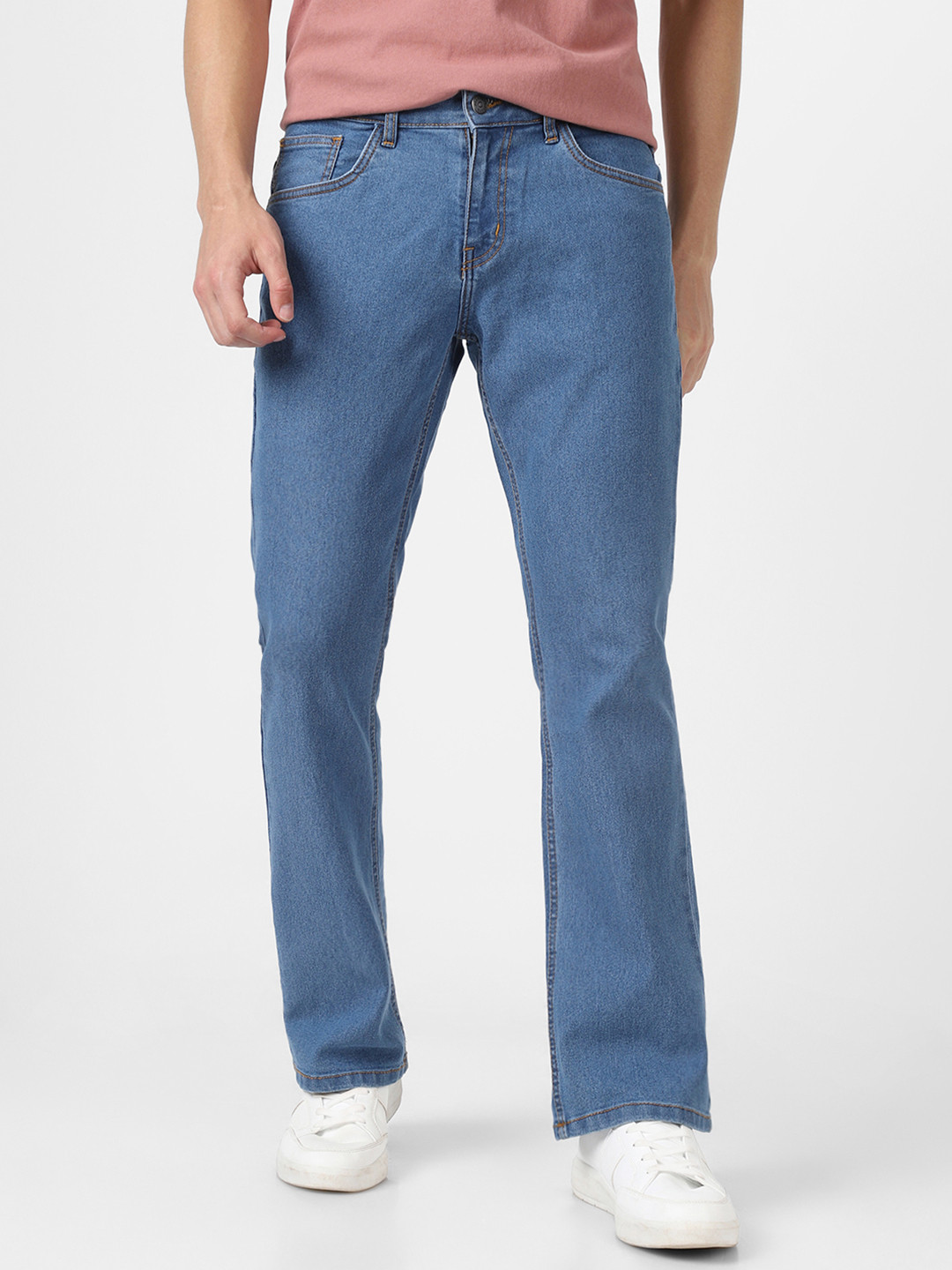 Urbano Fashion Men Mid Rise Light Fade Stretchable Bootcut Jeans