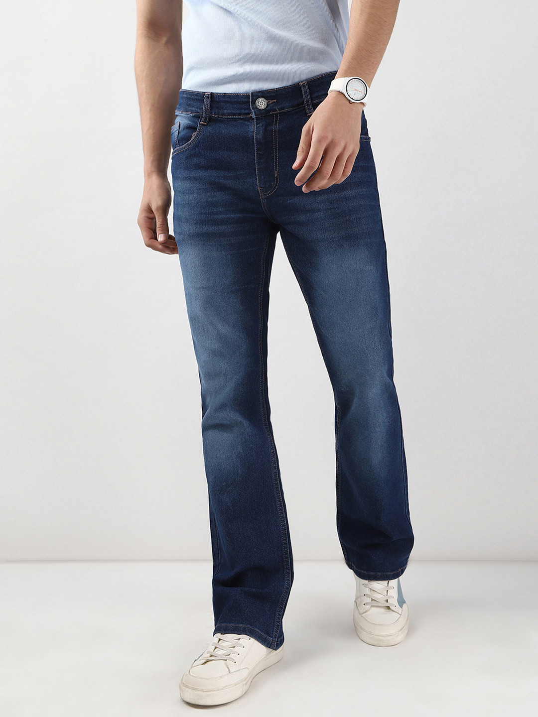 Urbano Fashion Men Mid Rise Heavy Fade Stretchable Bootcut Jeans