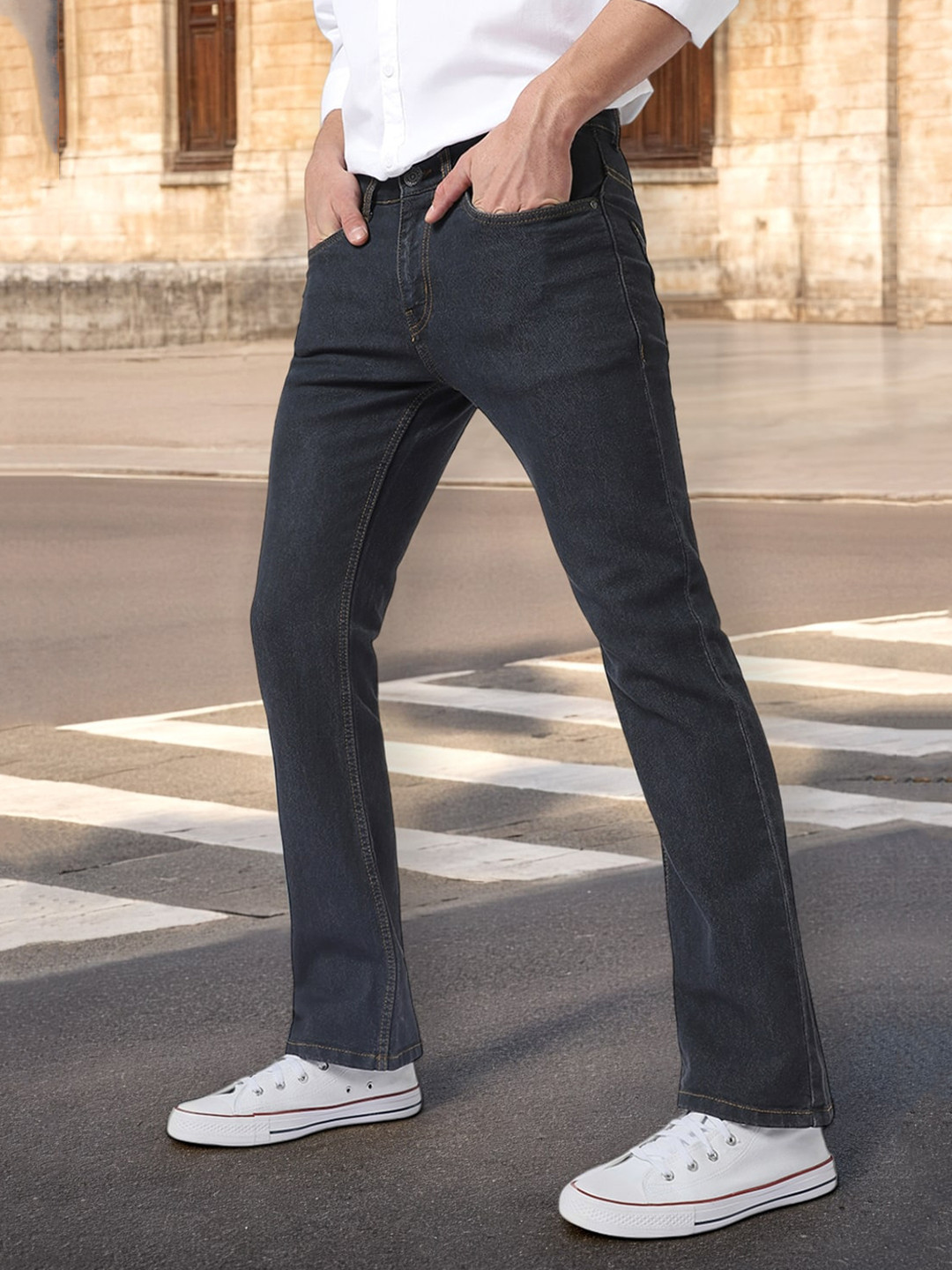 Urbano Fashion Men Bootcut Light Fade Stretchable Jeans