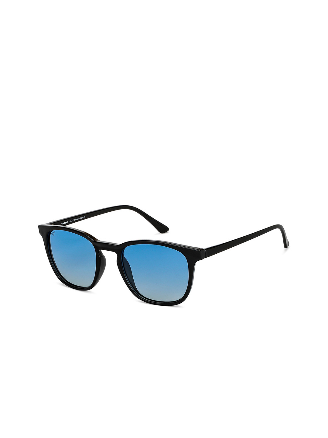 Vincent Chase by Lenskart Unisex Blue Lens & Black Wayfarer Sunglasses with Polarised and UV Protected Lens