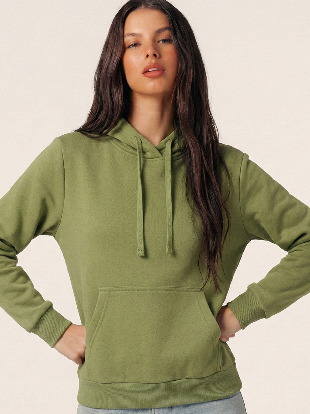 Tokyo Talkies Women Lime Green Hooded Sweatshirt