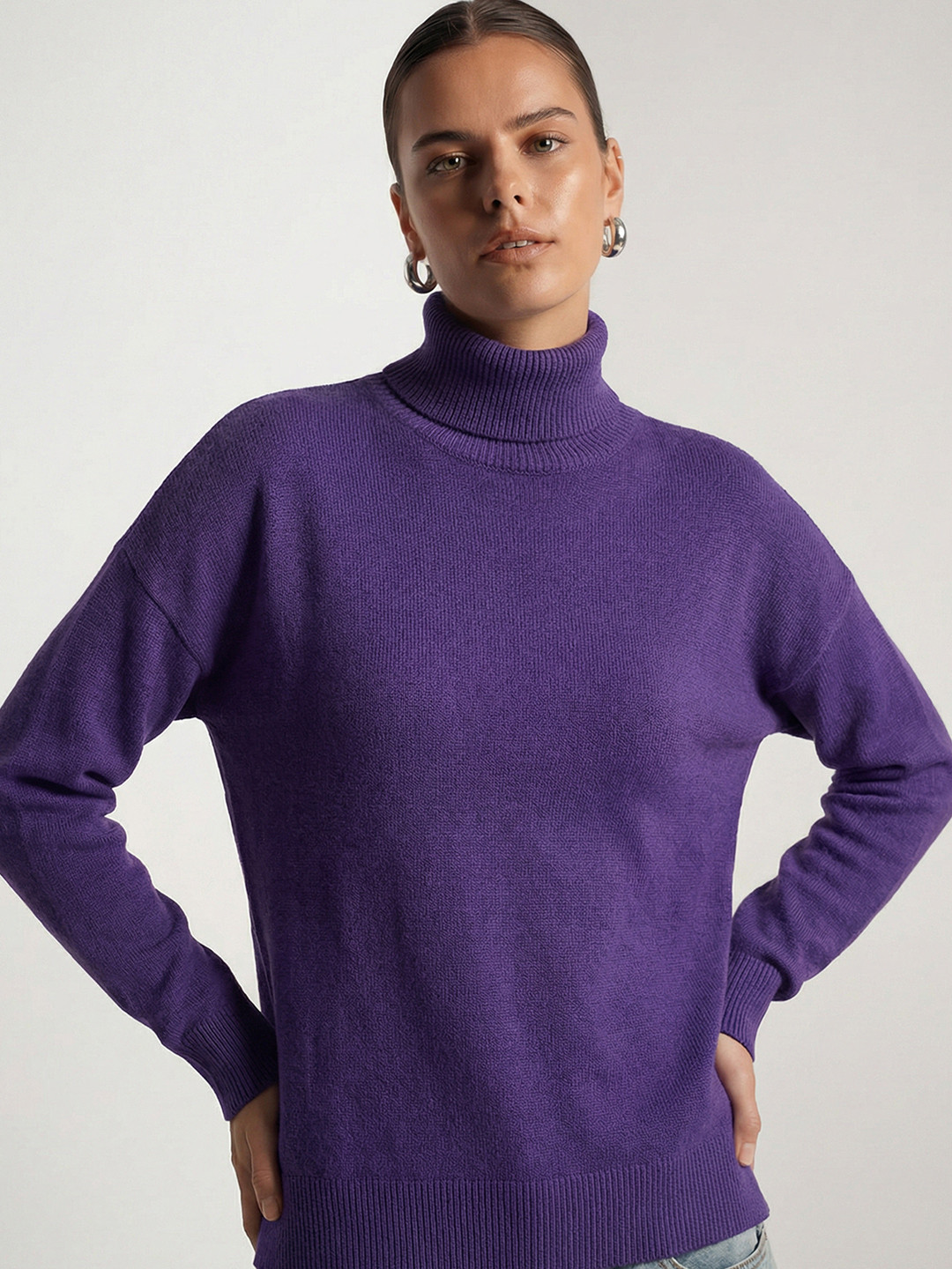 Tokyo Talkies Women Classy Purple Solid Sweater