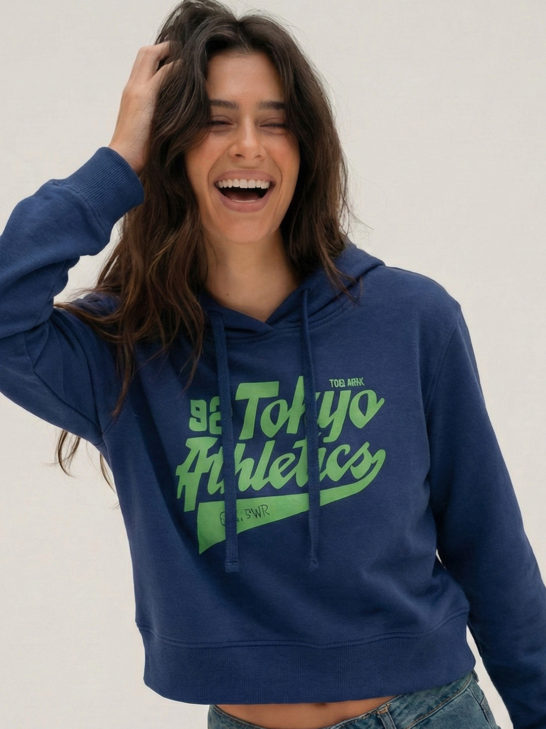 Tokyo Talkies Women Printed Hooded Sweatshirt