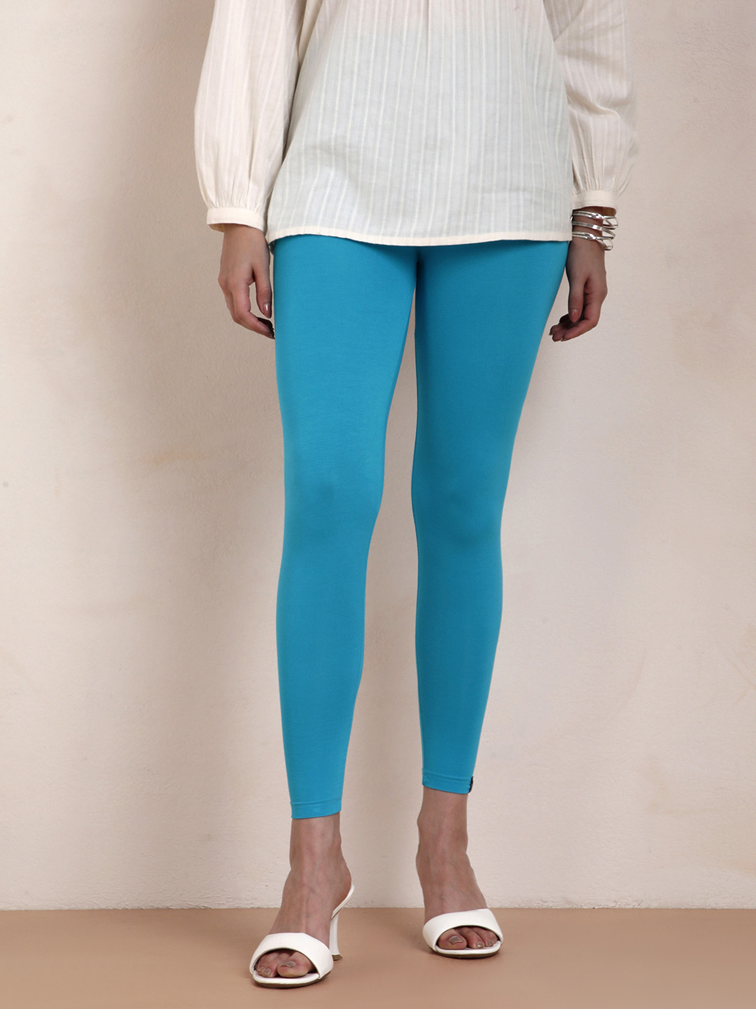 TWIN BIRDS Women Blue Solid Ankle Length Leggings