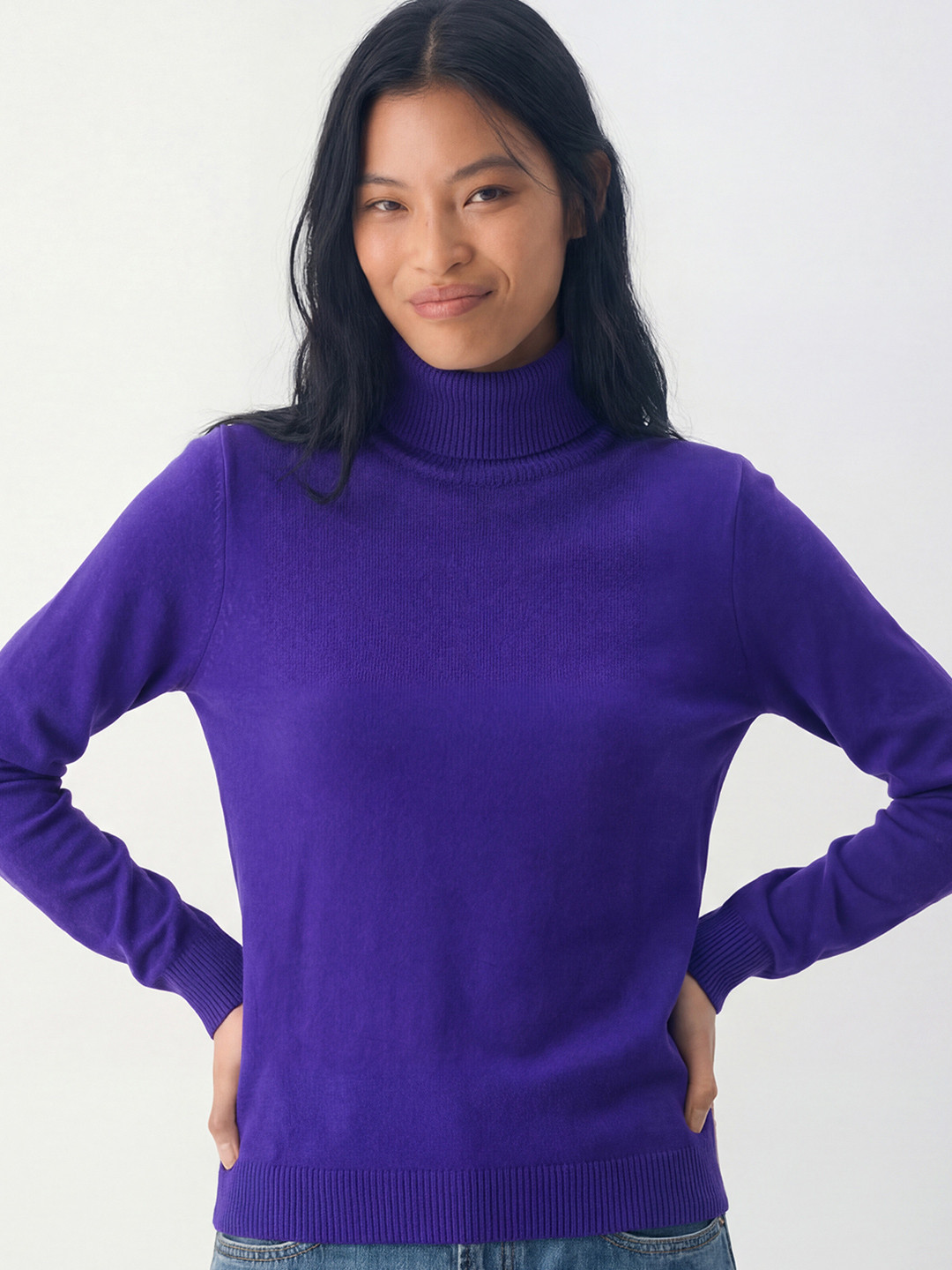 Basics By Tokyo Talkies Women Blue Solid Pullover