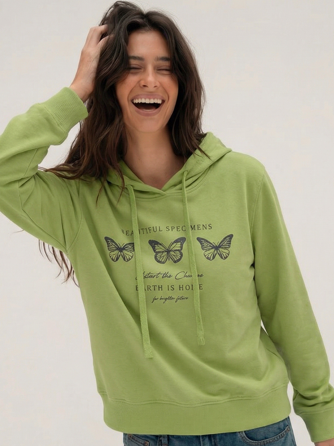Tokyo Talkies Women Printed Hooded Sweatshirt