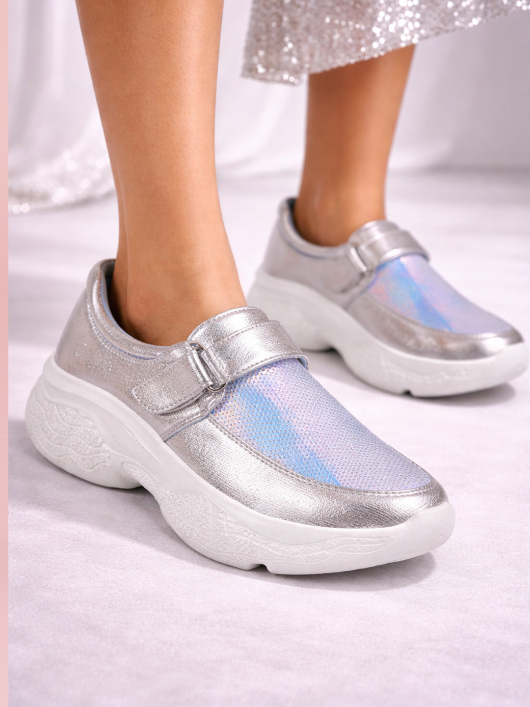 FAUSTO Women Printed PU Slip-On Sneakers
