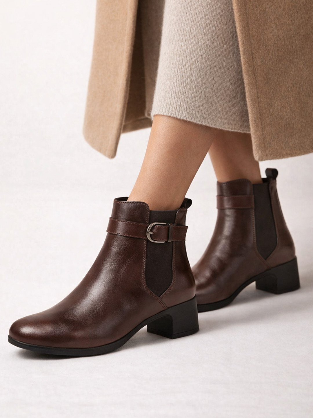 FAUSTO Women Mid-Top Chelsea Boots
