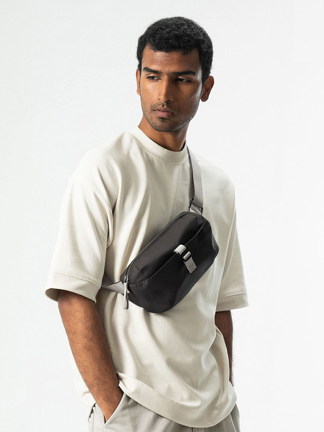 DailyObjects 100% Recycled PET Crossbody Charcoal Orbit Fanny Waist Bag