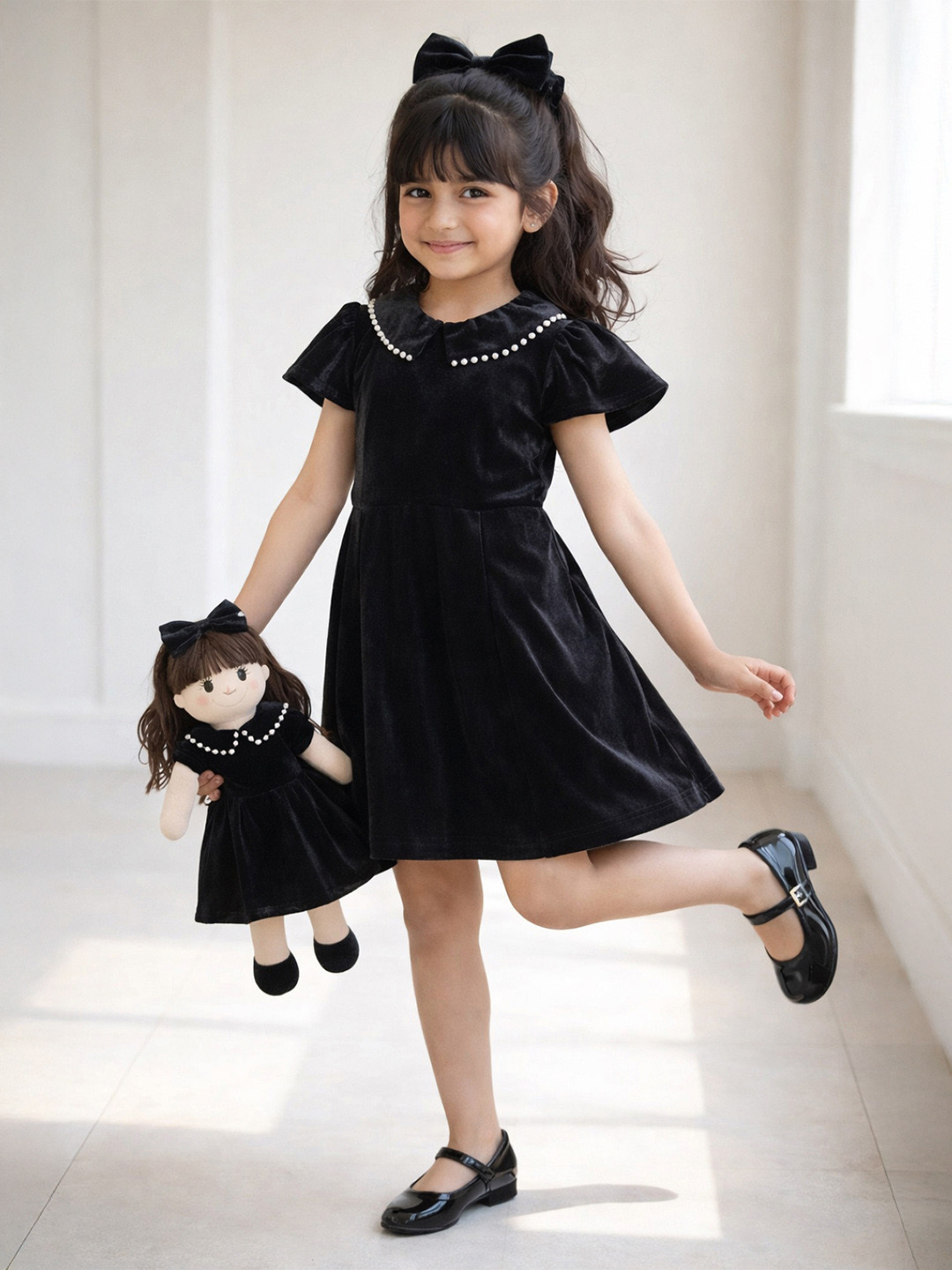TALES & STORIES Girls Black Embellished Dress