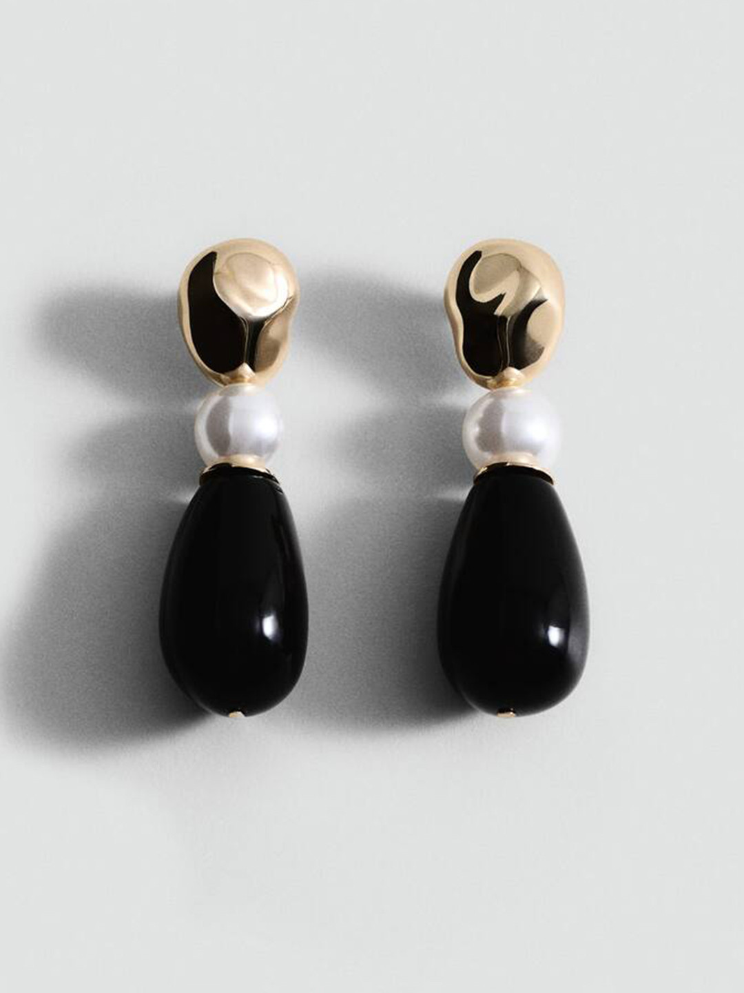 MANGO Beaded Teardrop Shaped Drop Earrings