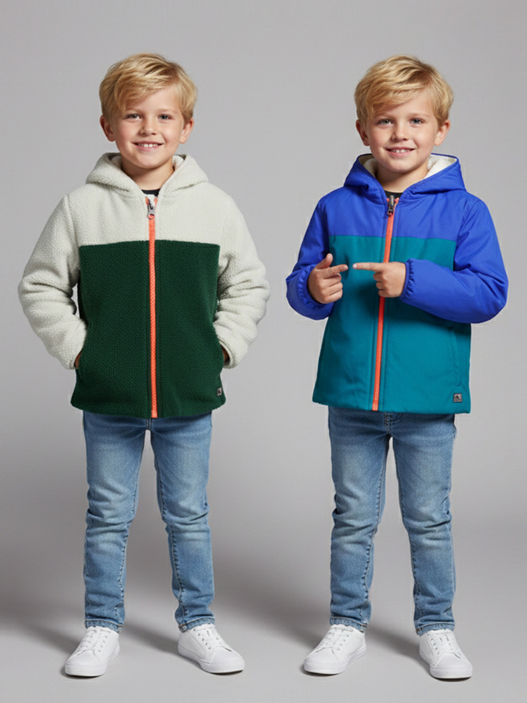 Cherry Crumble Boys Blue Colourblocked Puffer Jacket