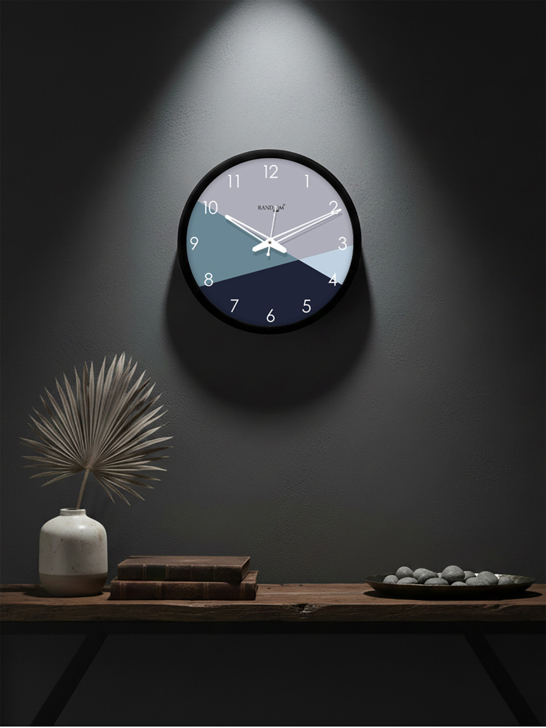 RANDOM Grey & Green Round Colourblocked 30.4 cm Analogue Wall Clock