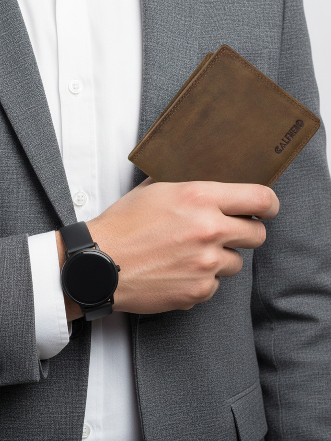 CALFNERO Men Brown Leather Two Fold Wallet