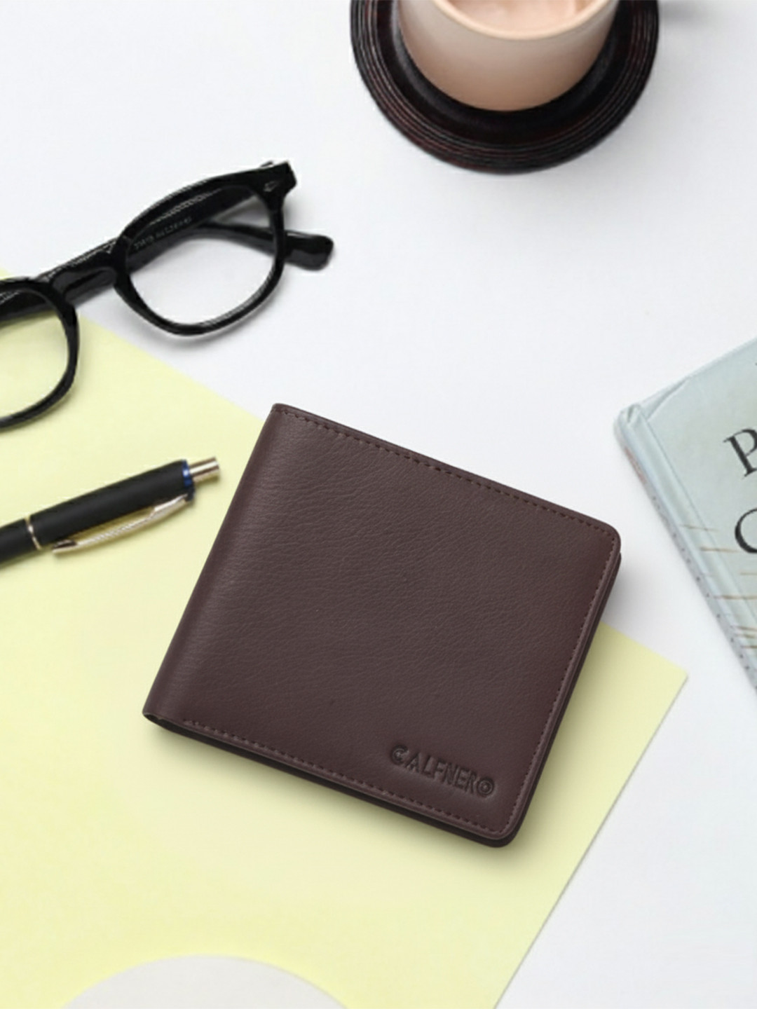 CALFNERO Men Brown Solid Two Fold Wallet