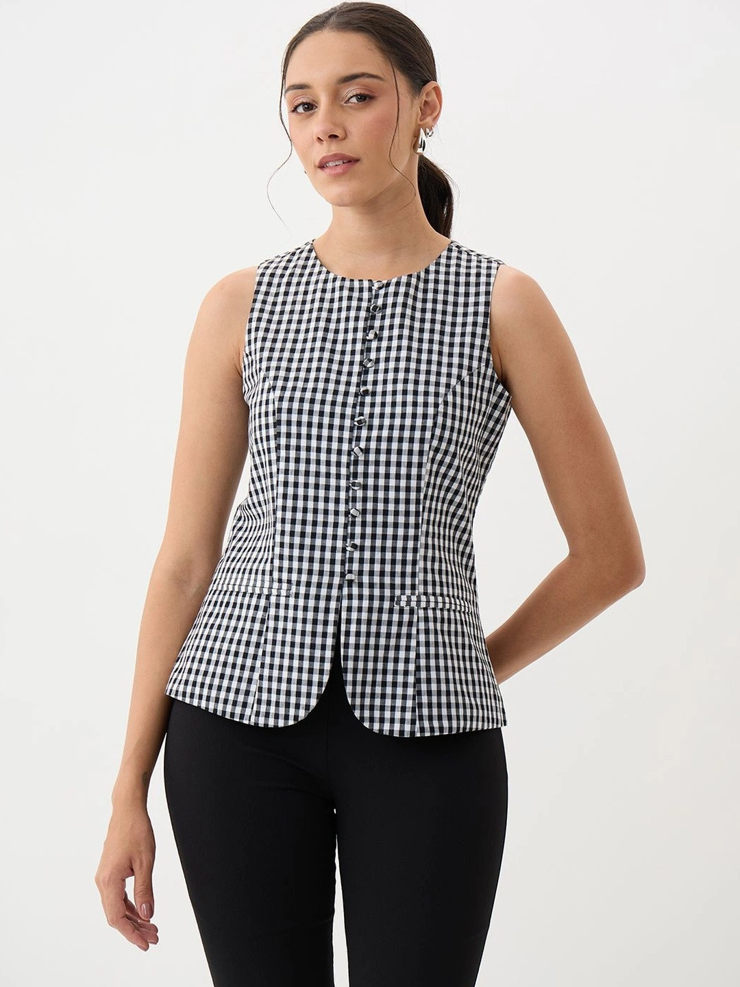 FEMMELLA Checked Cotton Top