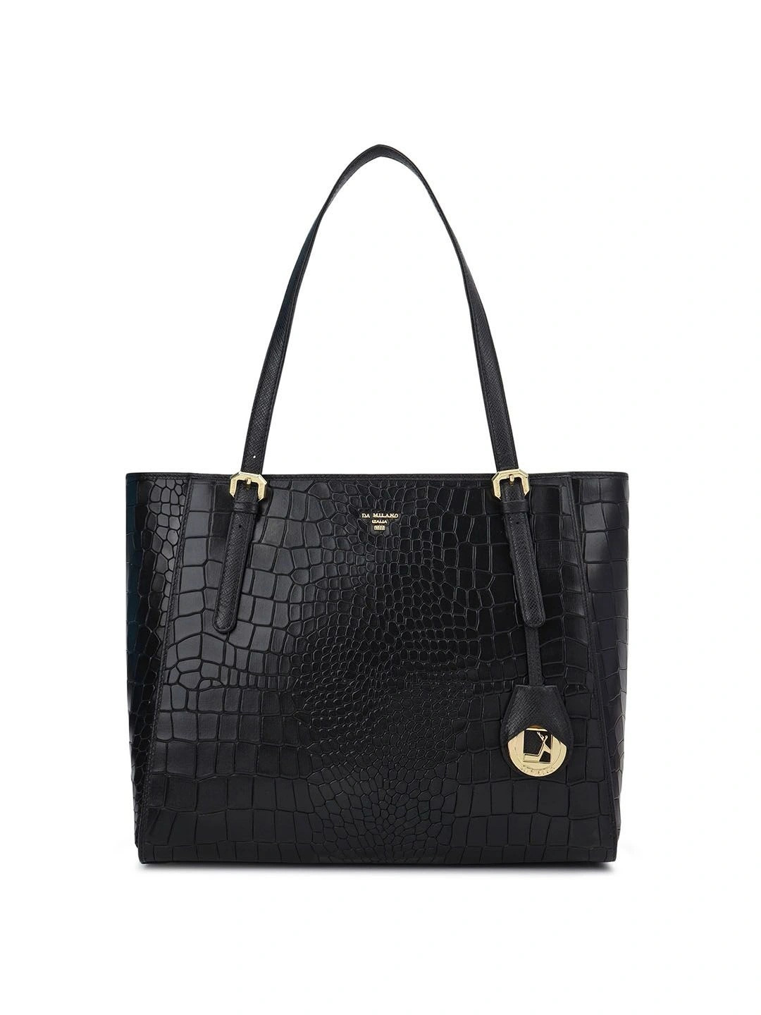 Da Milano Textured Leather Structured Tote Bag